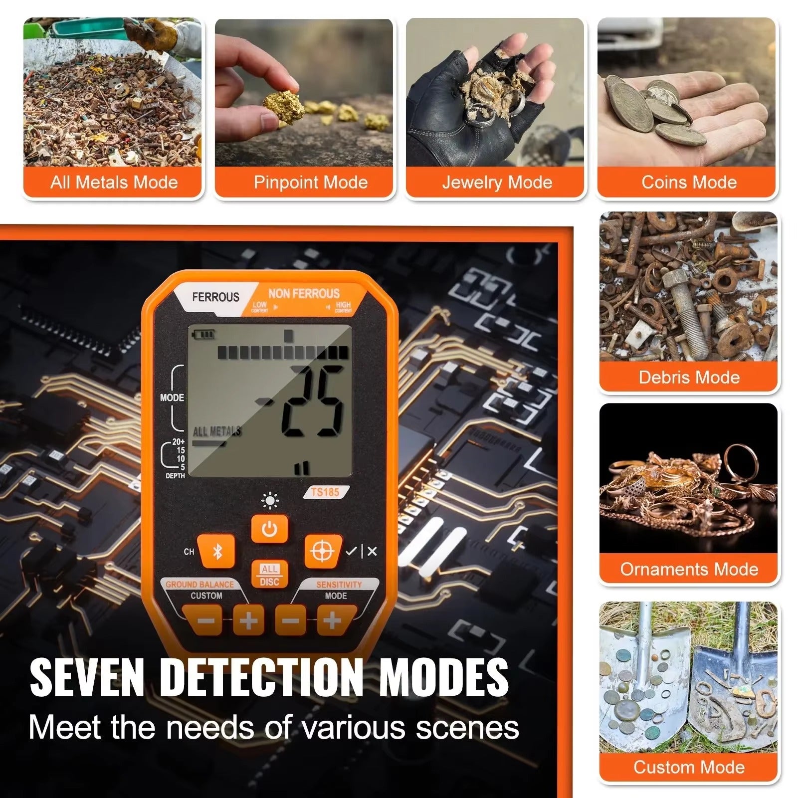 Sihao Tools cercametalli 12 pollici impermeabile 7 modi