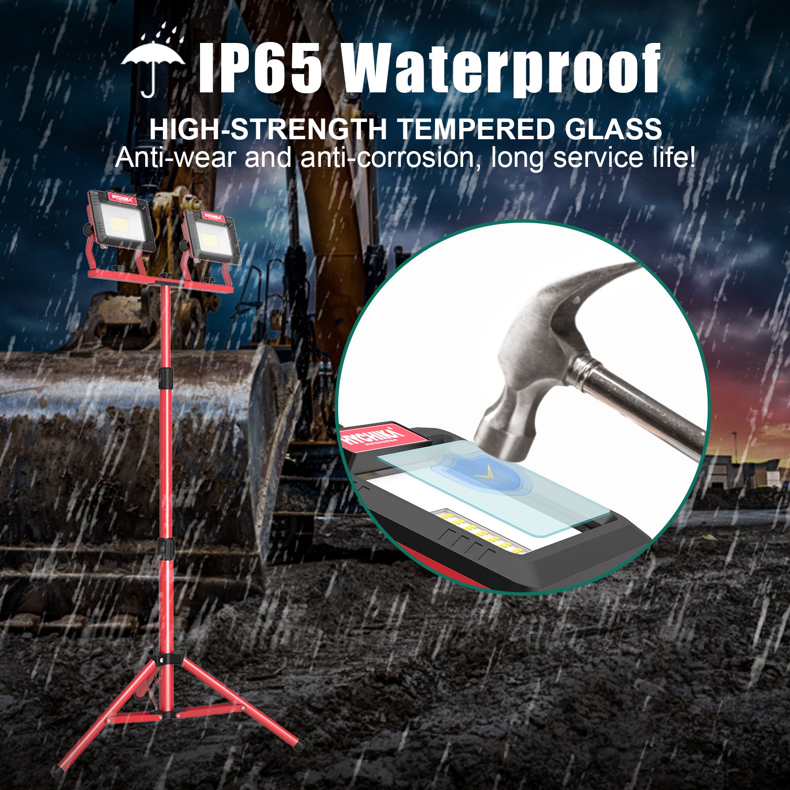 HYCHIKA Faro LED Cantiere Treppiede 2x60W 14000lm