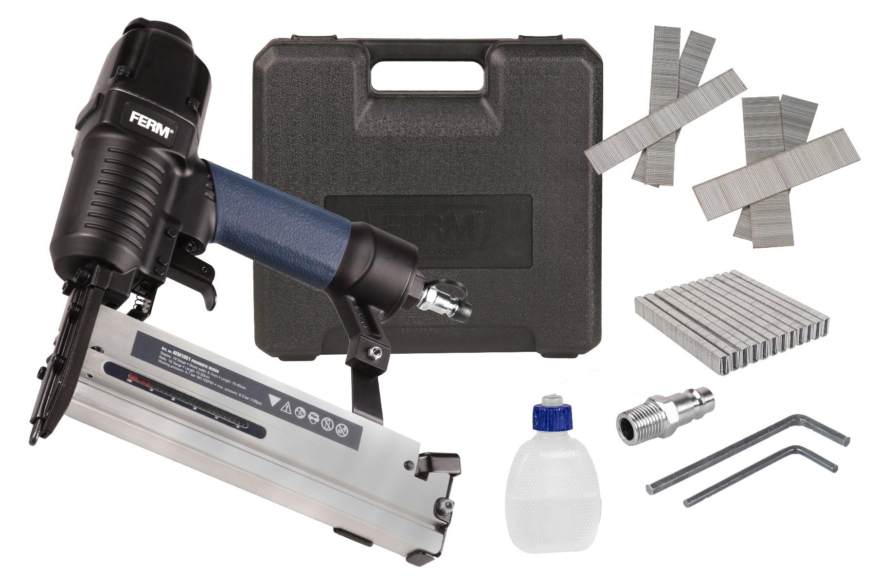 FERM ATM1051 graffatrice pneumatica chiodi+graffe soft grip