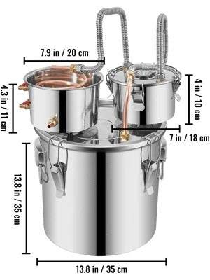 Sihao Distillatore alambicco rame inox 30L termometro