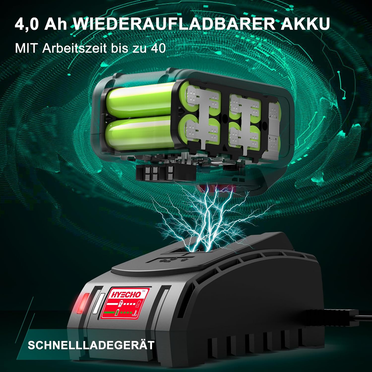 HYCHIKA soffiatore foglie batteria 18V 4.0Ah 223km/h