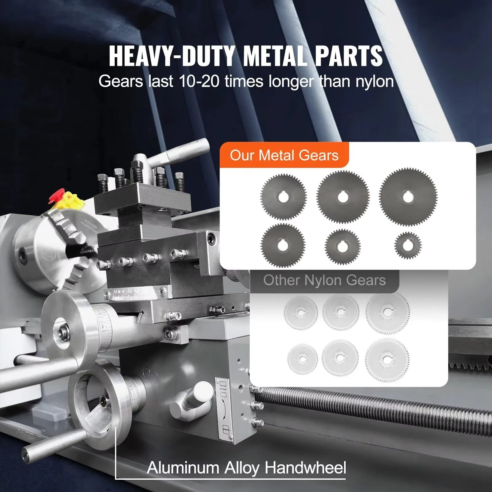 Sihao Lathe 220x600 mm Tornio Metalli 1100W Velocità Variabile
