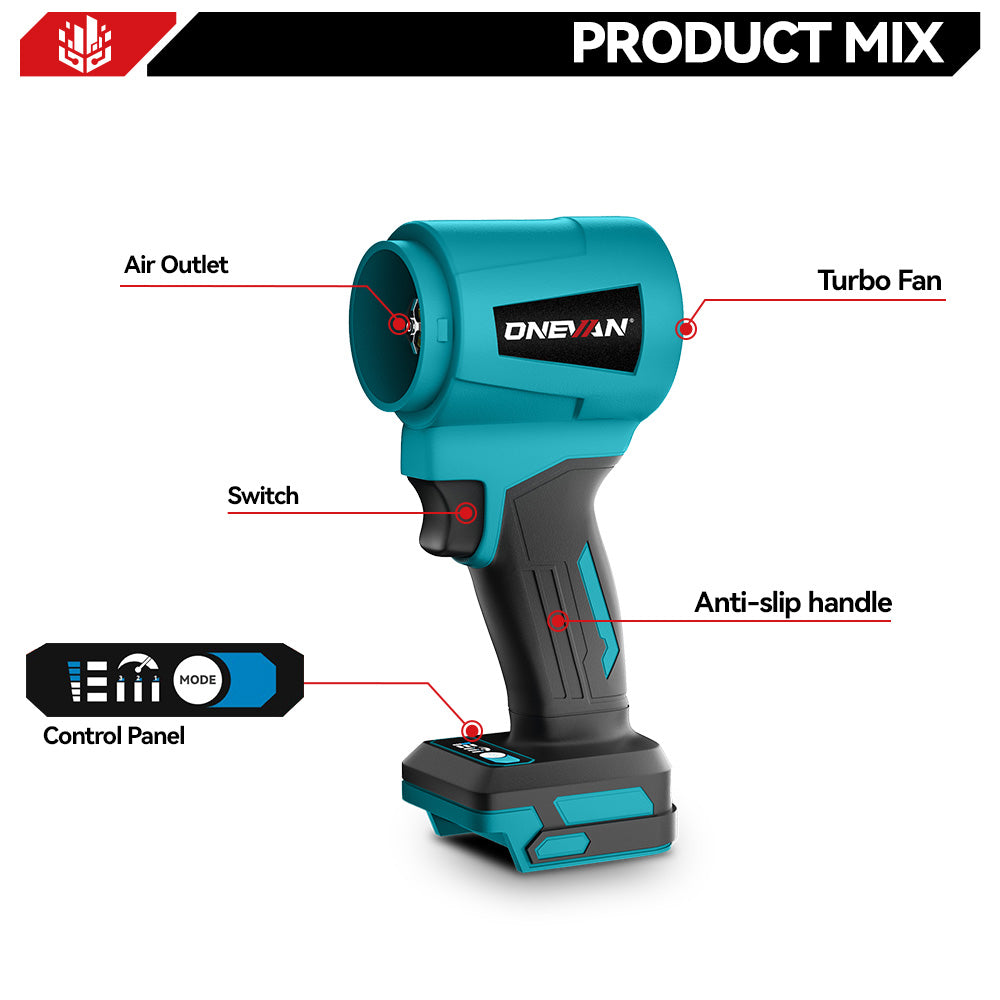 ONEVAN Garden Tools soffiatore turbo 1500W 18V 2 batterie EU