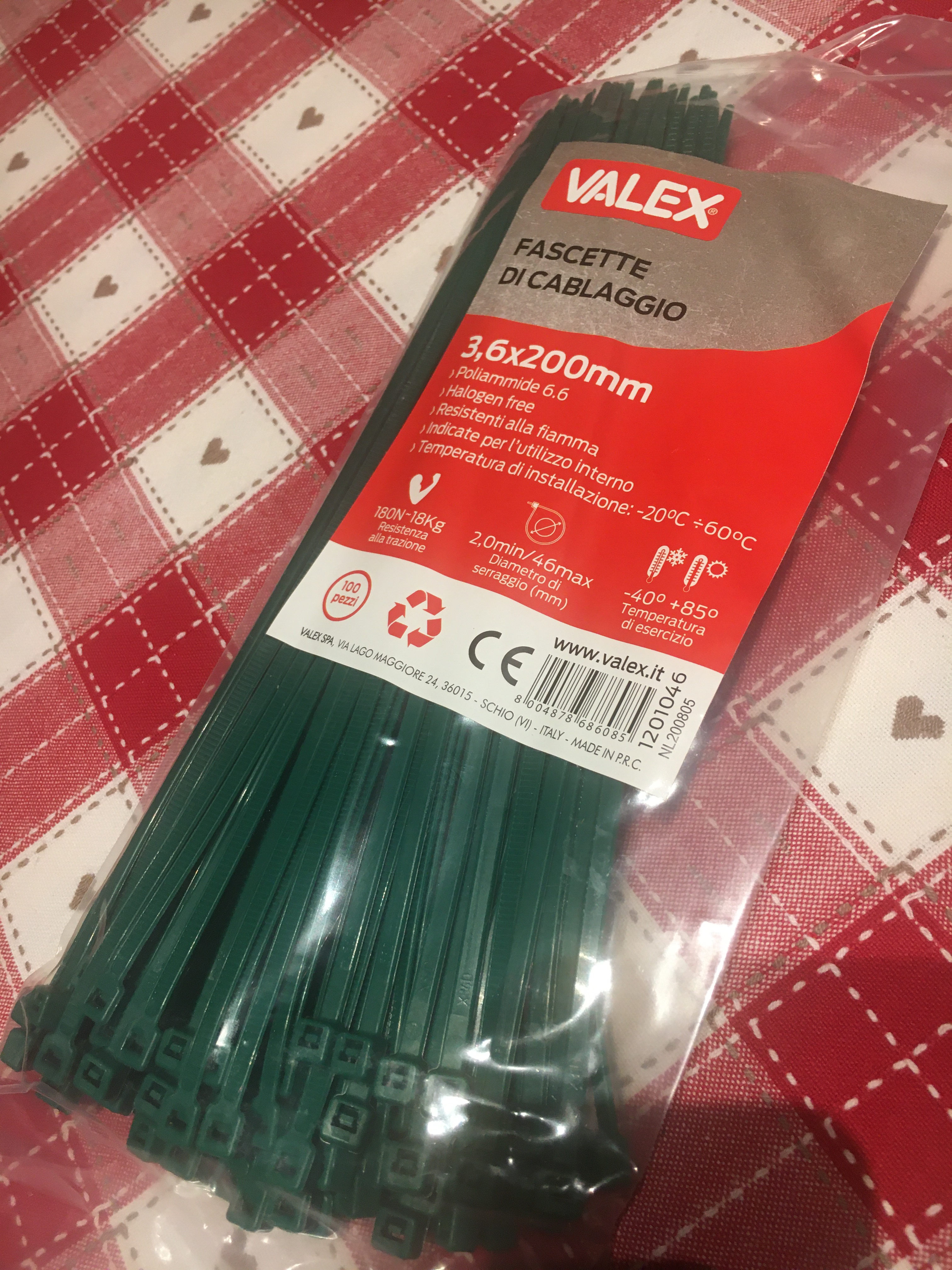 Valex Fascette verdi 200x3,6 mm 100 pezzi poliammide