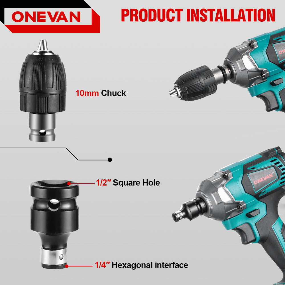 ONEVAN Tool Accessories set bussole 12 pezzi metallo 14-22mm
