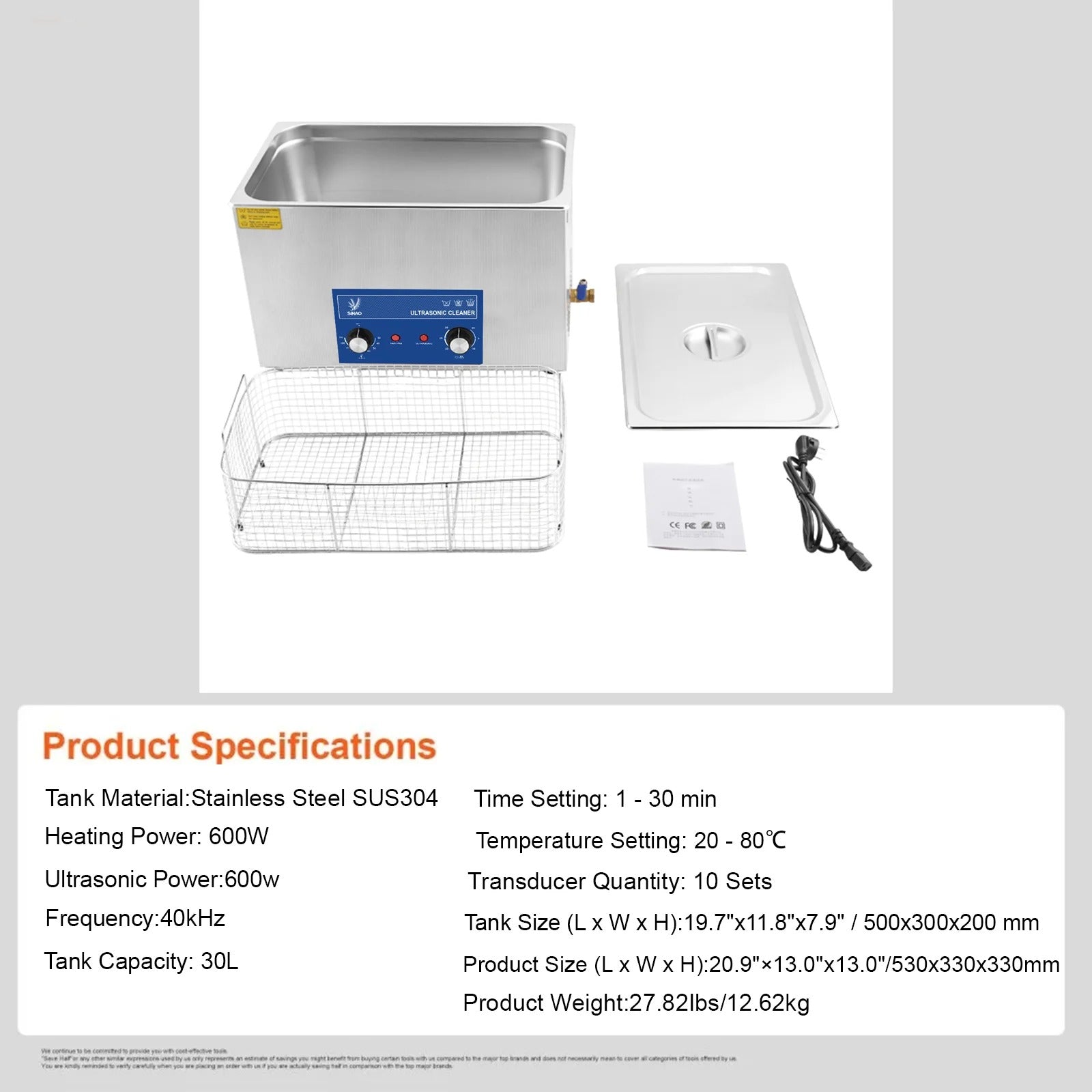 Sihao Ultrasonic Cleaners 2L Blue pulitore ultrasuoni 40kHz manopola
