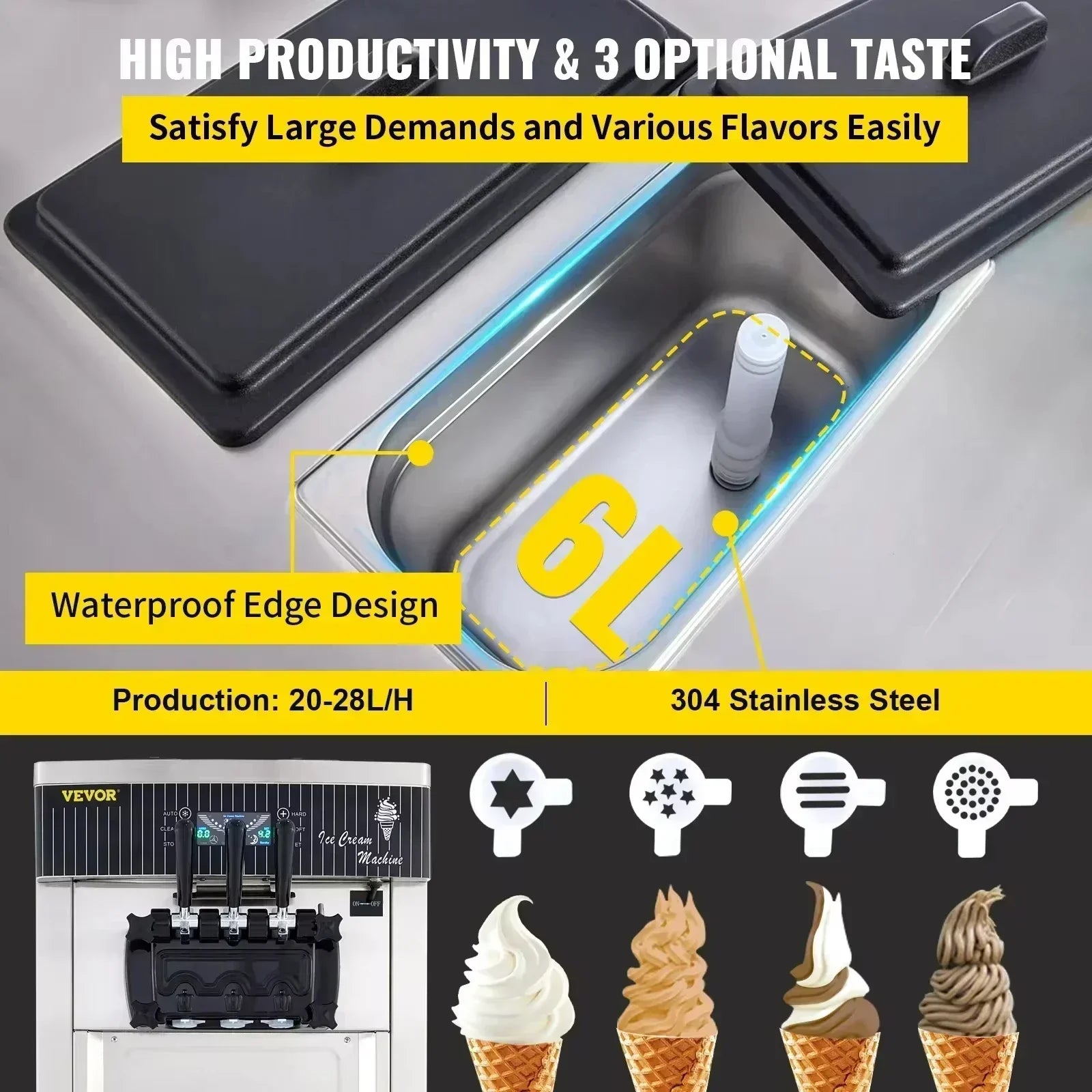 Sihao 8228H macchina gelato soft 20-28L/h 2200W EU