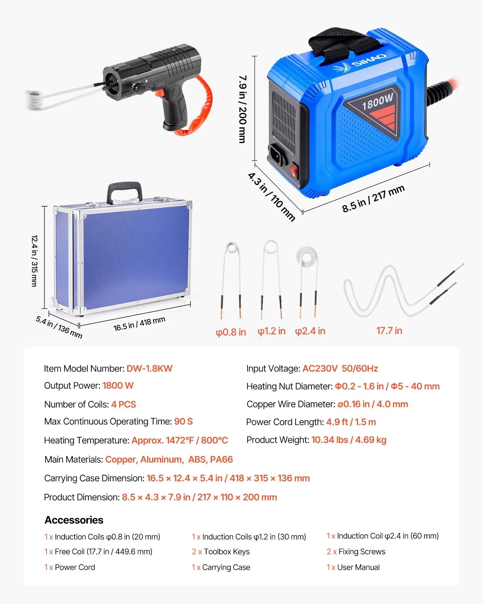 Sihao Vehicle Repair riscaldatore induzione 1800W EU bulloni