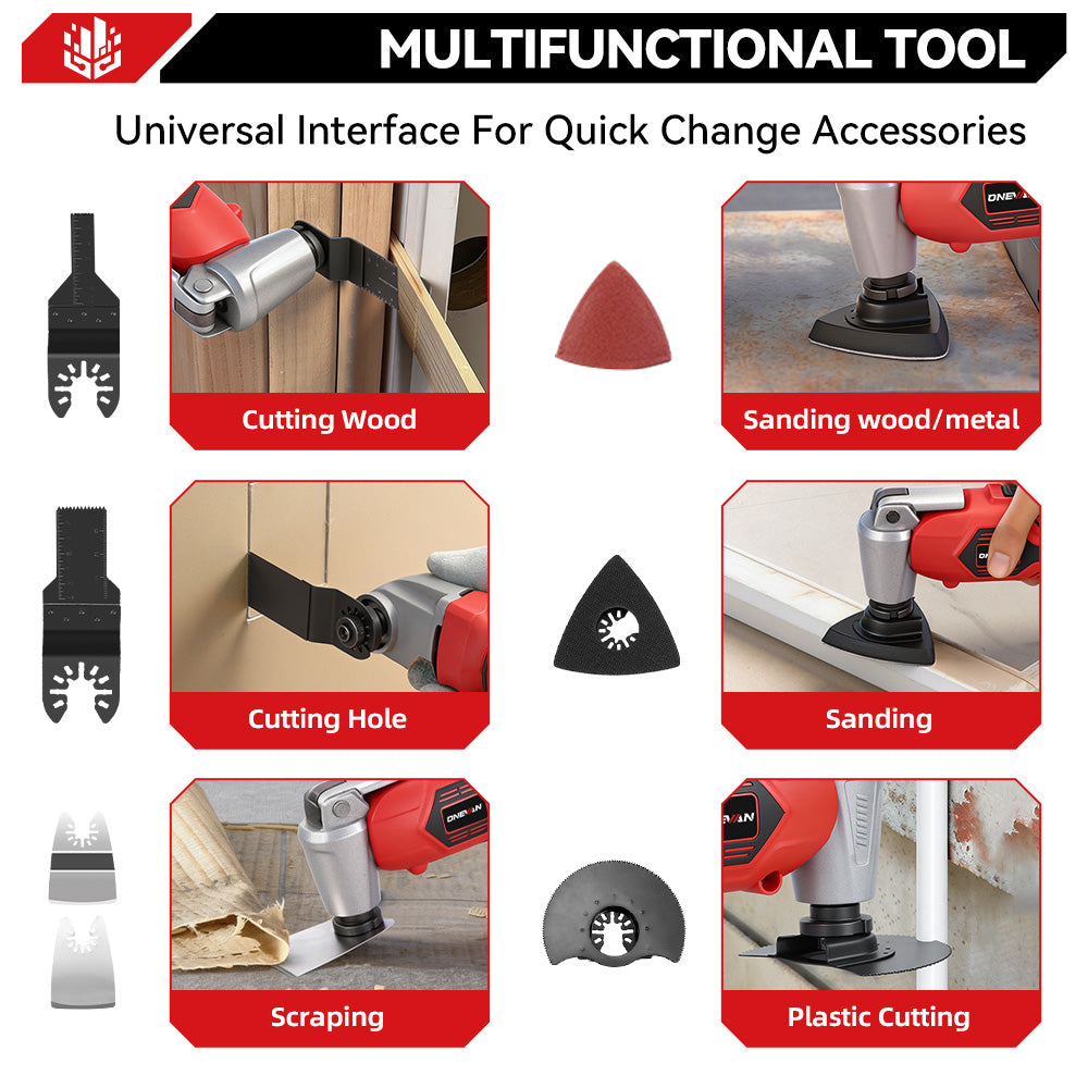 ONEVAN Woodworking Tools multitool oscillante 18V 2 batterie EU