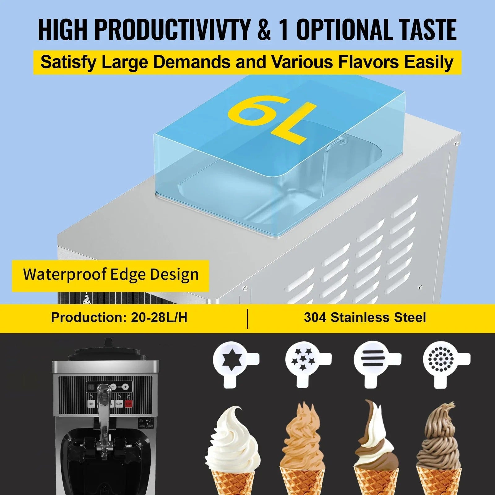 Sihao 8116F macchina gelato soft banco 5,5L