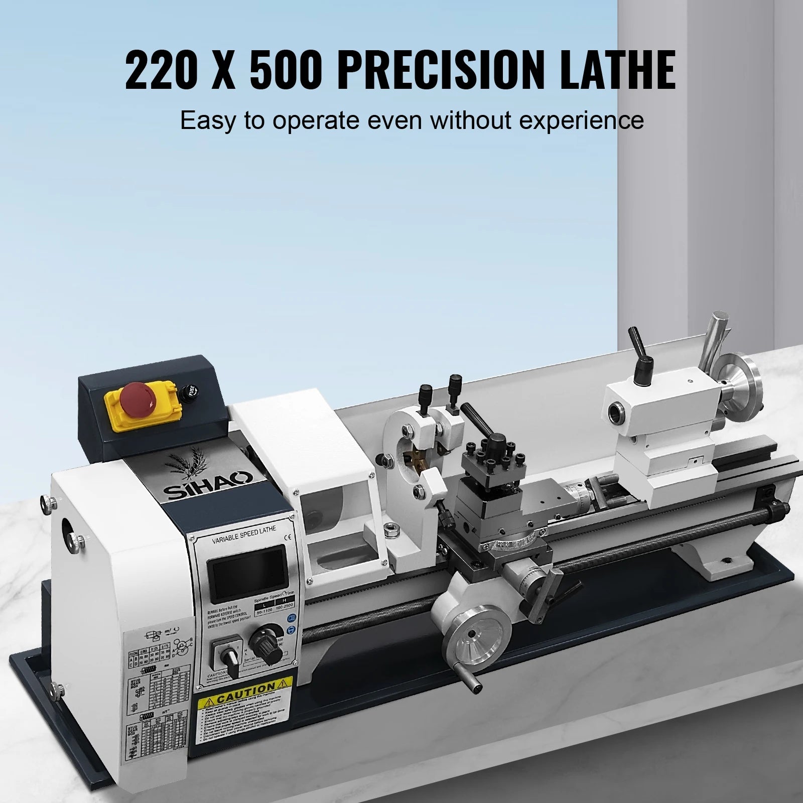 Sihao Lathe Mini Tornio Metalli 1500W 220x500mm con Logo