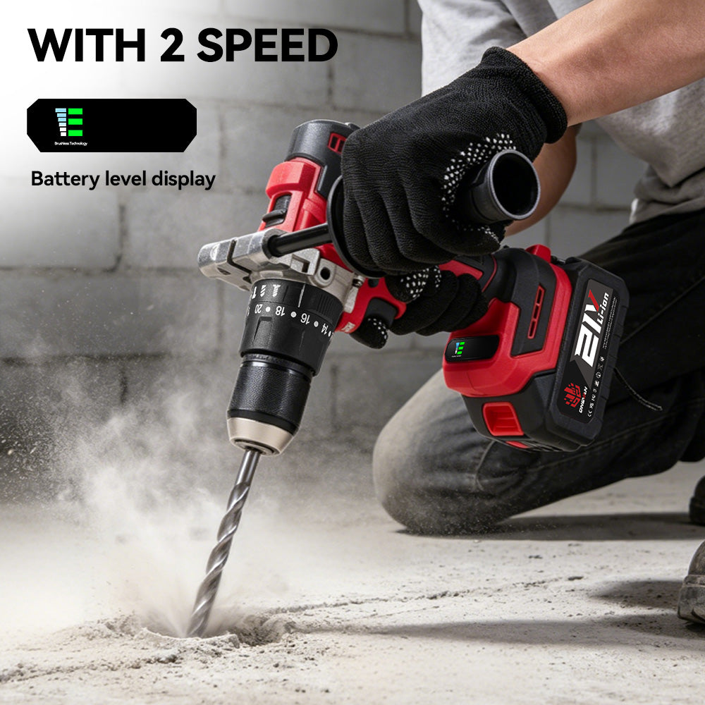 ONEVAN Home Improvement trapano percussione 13mm 150Nm 2 batterie