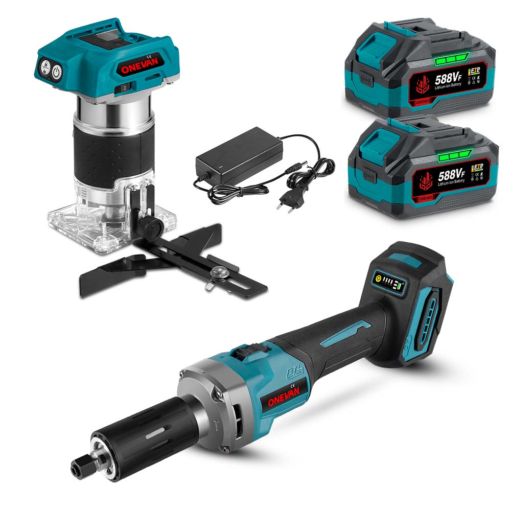 ONEVAN Combo Kit Smerigliatrice 6mm+Fresatrice 3.0Ah EU