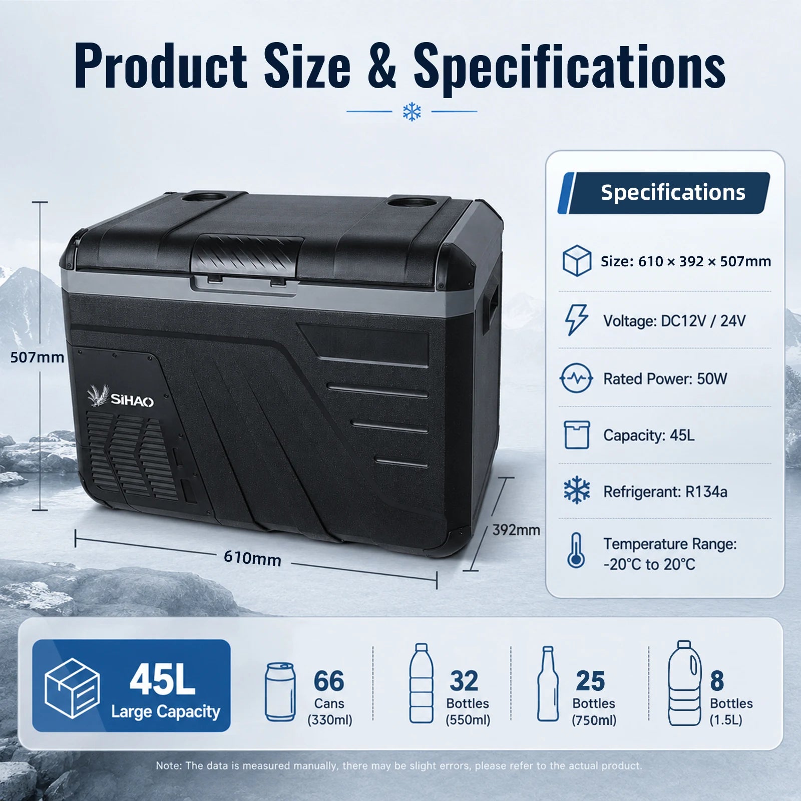 Sihao Car Fridge frigo auto 30L compressore 12V/24V