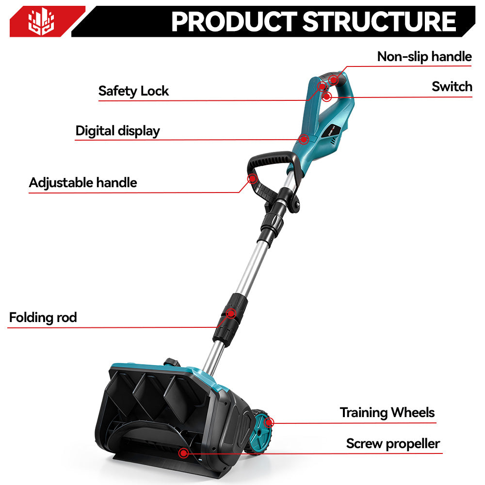 ONEVAN Garden Tools pala neve 12" brushless pieghevole ruote