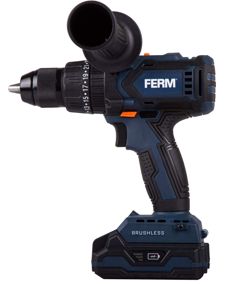 FERM Trapano a percussione 20V brushless 46Nm 2 batterie