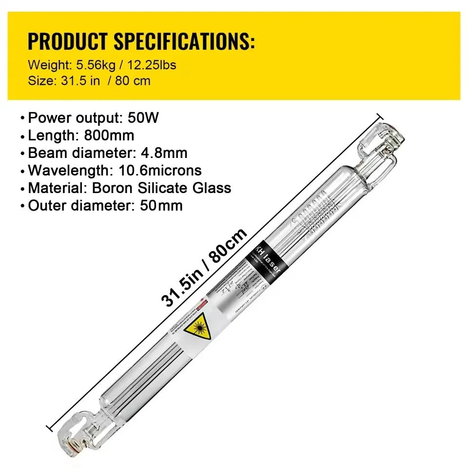 Sihao tubo laser CO2 50W 800mm ricambio incisore