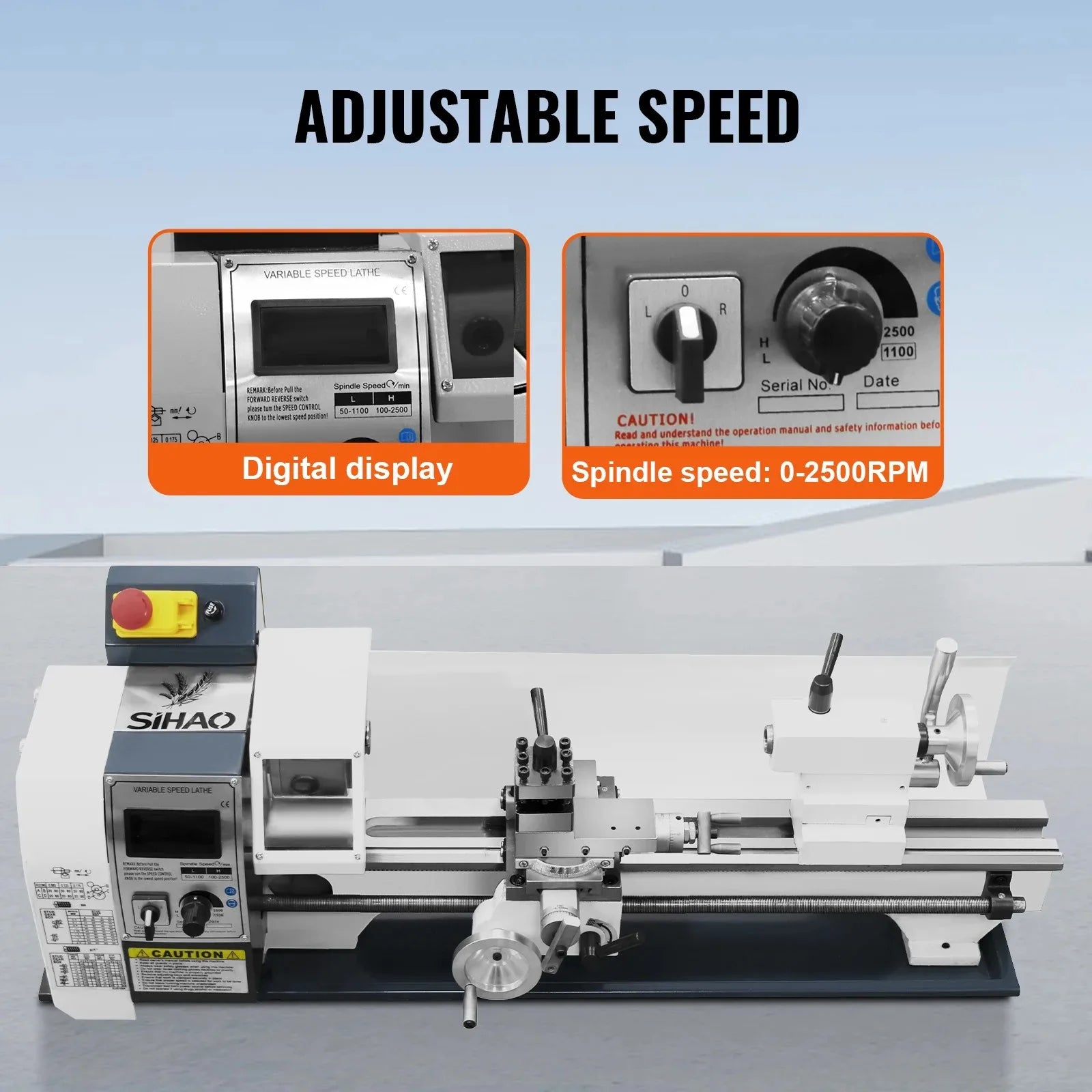 Sihao Lathe Mini Tornio Metalli 1500W 220x500mm con Logo