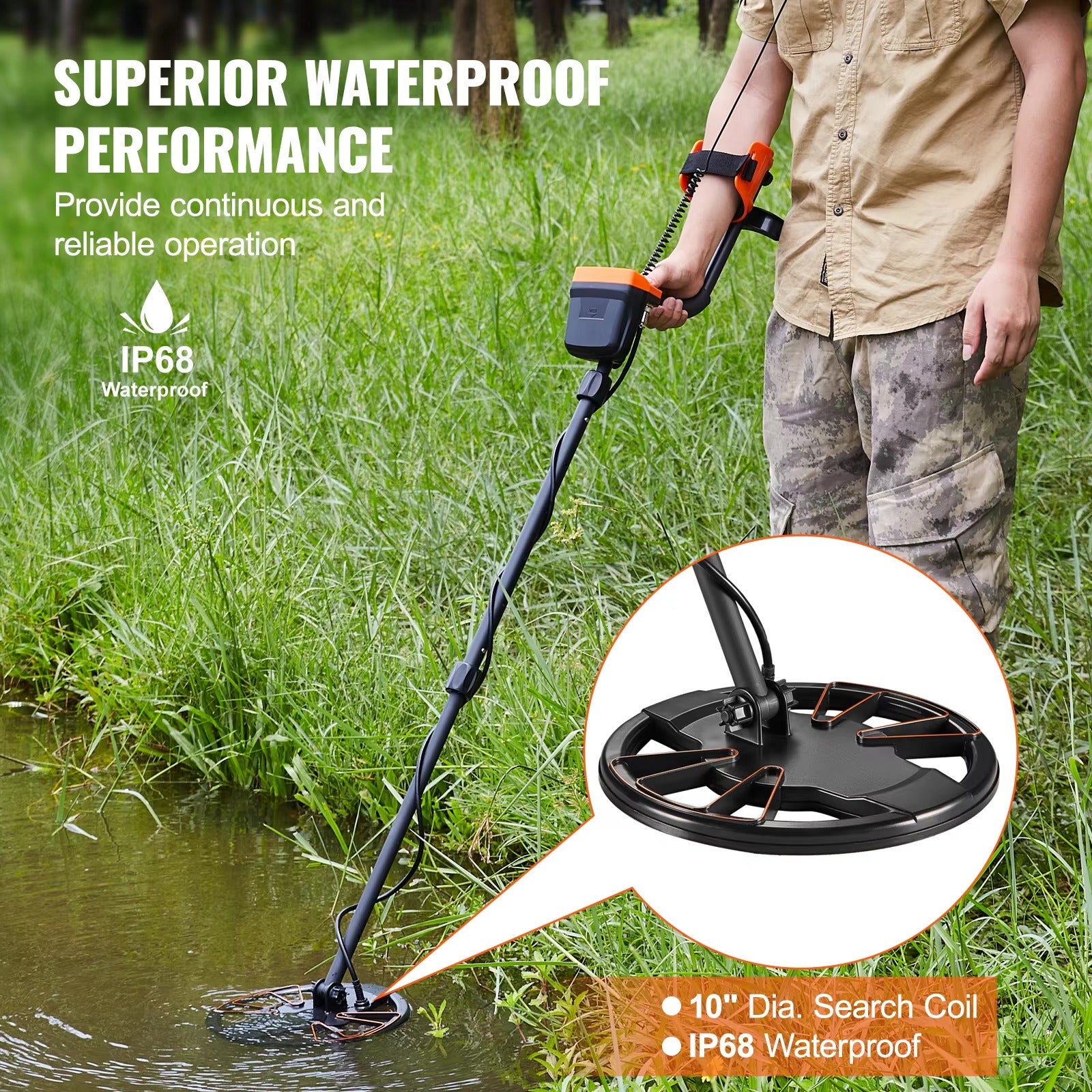 Sihao DSP metal detector 10" LCD 7 modalità asta 104-132cm
