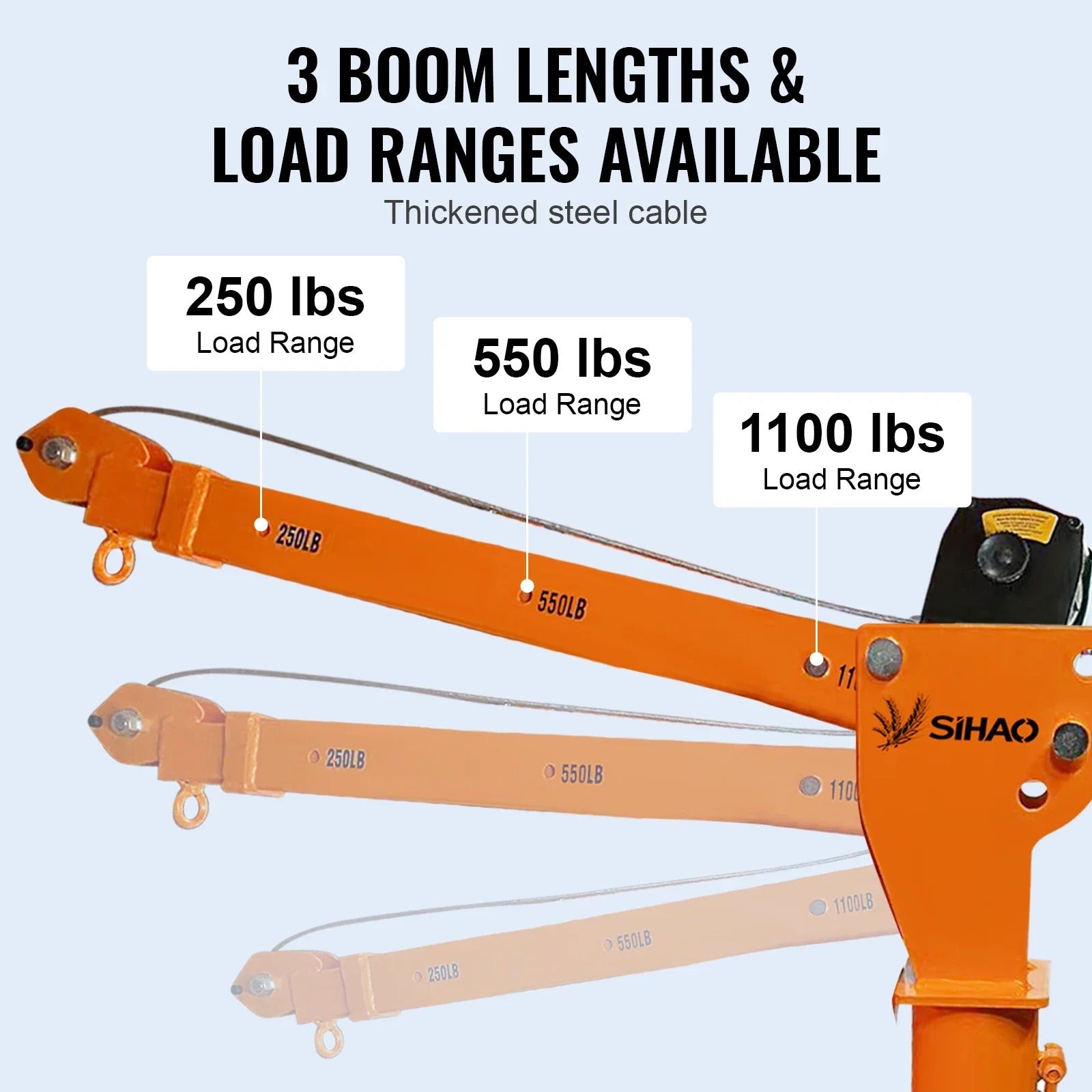 Sihao Winches Gru Camion 3500lbs con Verricello 1100lbs 360°