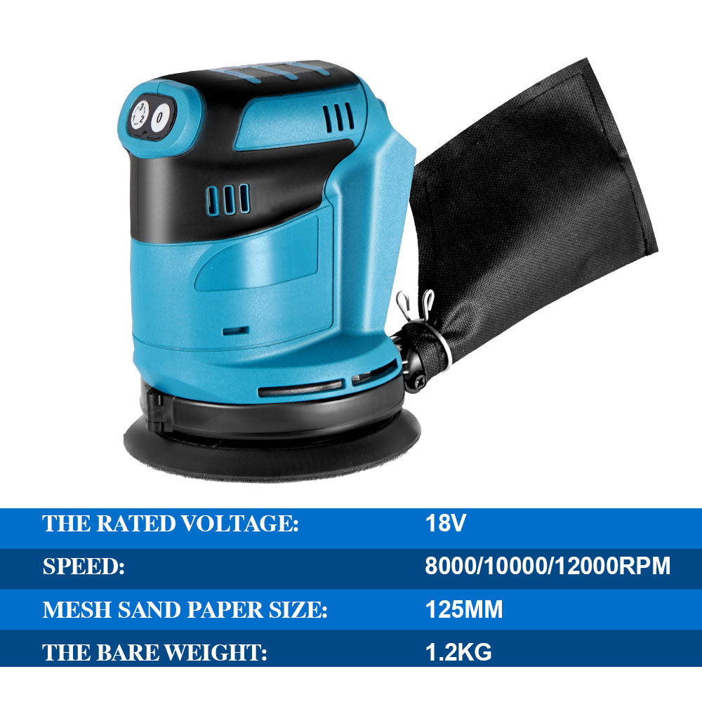 ONEVAN Woodworking Tools Levigatrice Orbitale 125mm 18V 3 Velocità 2 Batterie