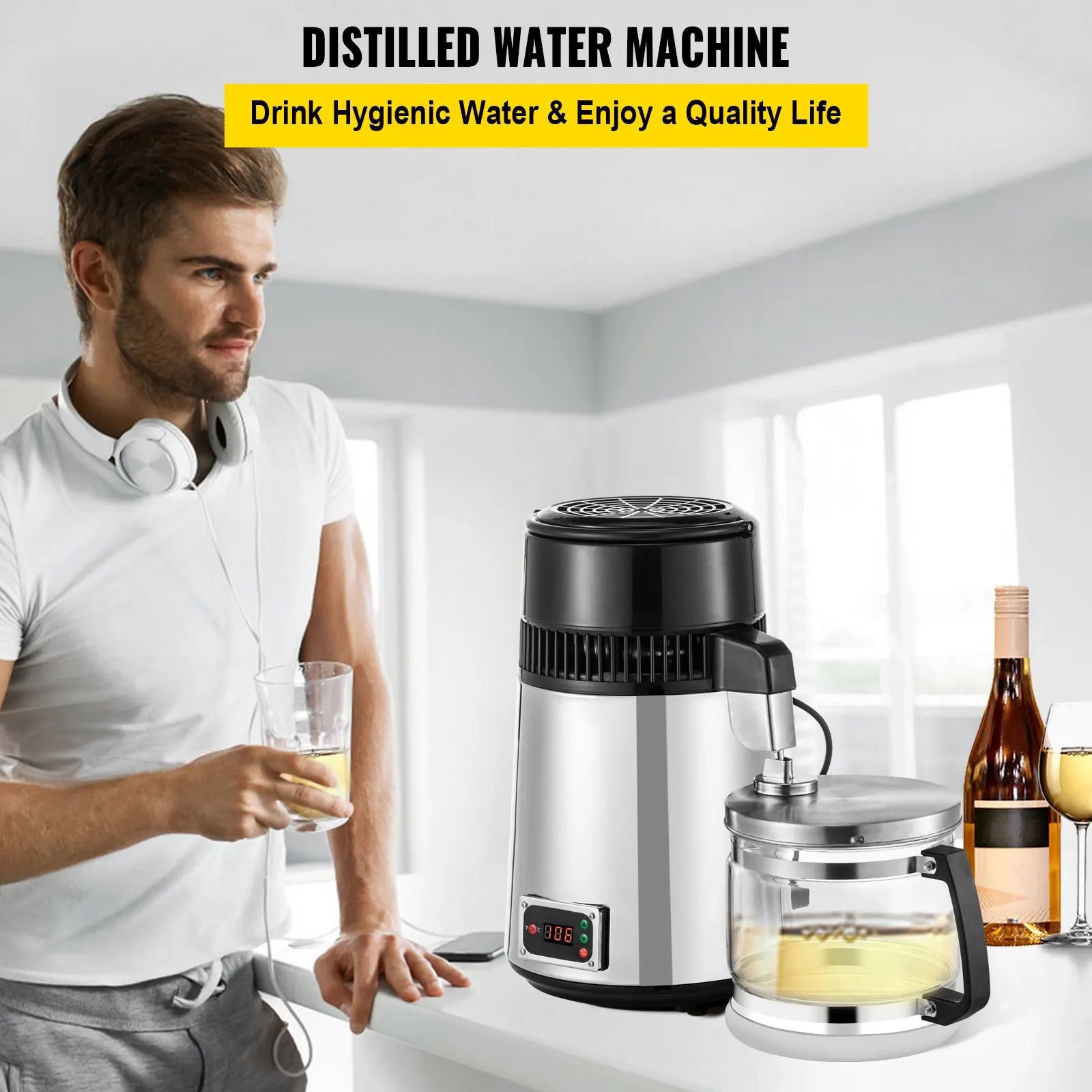 Sihao Home Appliance Distillatore Acqua 4L 750W Inox