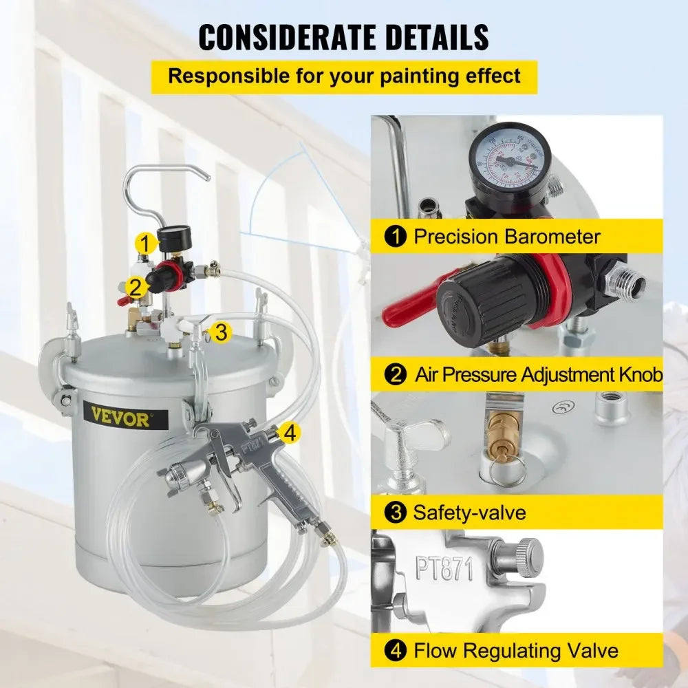 Sihao Tools pentola pressione vernice 10L con pistola