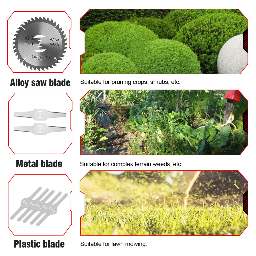 ONEVAN Garden Tools tagliaerba a batteria 380W 3 lame 2 batterie