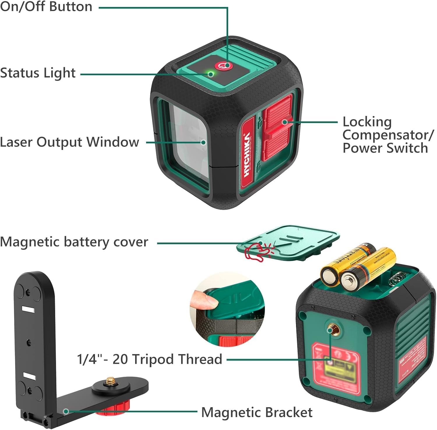 HYCHIKA Livella Laser Verde a Croce Autolivellante 15m