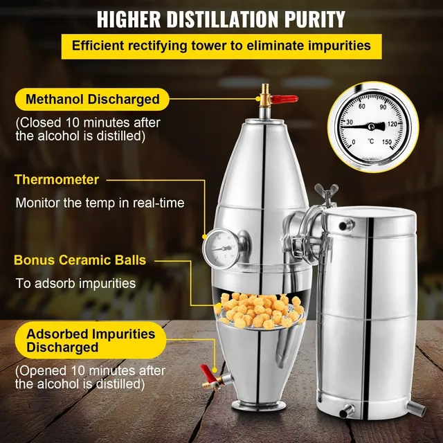 Sihao distillatore inox 20L con colonna in rame