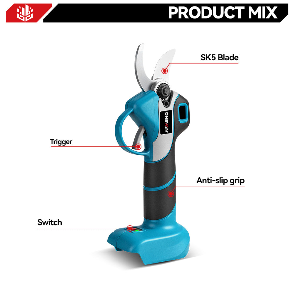 ONEVAN Garden Tools Forbici Potatura 30mm 2 Batterie EU