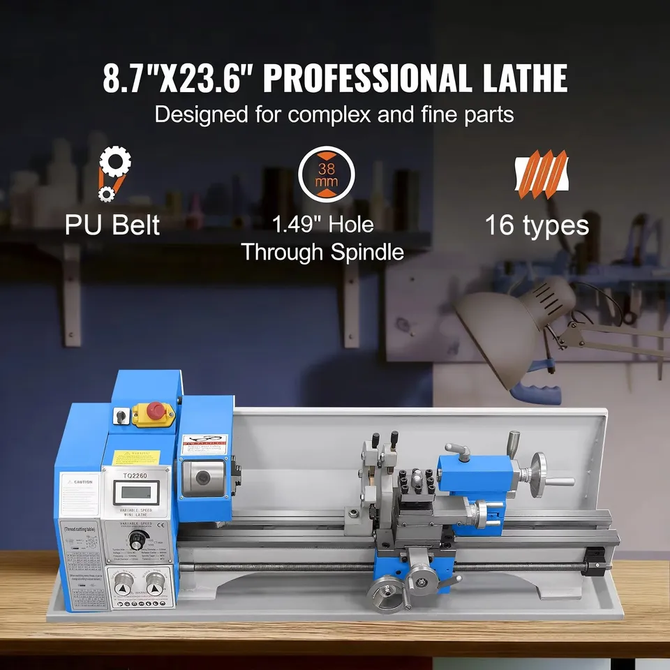Sihao Lathe 220x600 mm Tornio Metalli 1100W Velocità Variabile