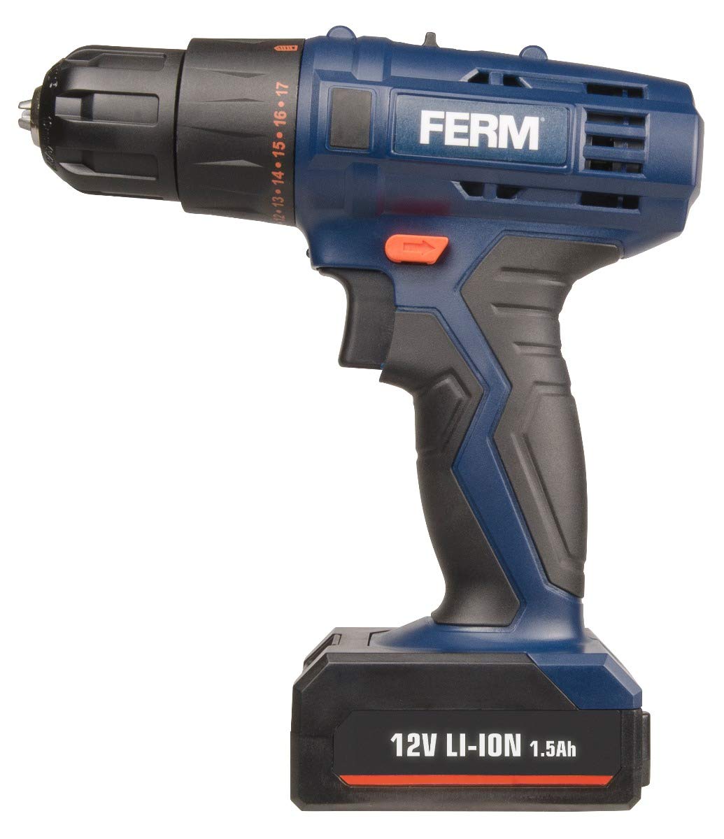 FERM Cordless drills trapano avvitatore 12V 1,5Ah 2 batterie LED