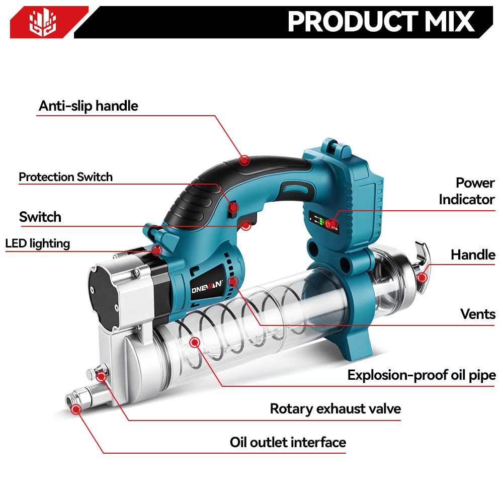 ONEVAN Automotive Tools Ingrassatore 10000PSI con 2 Batterie