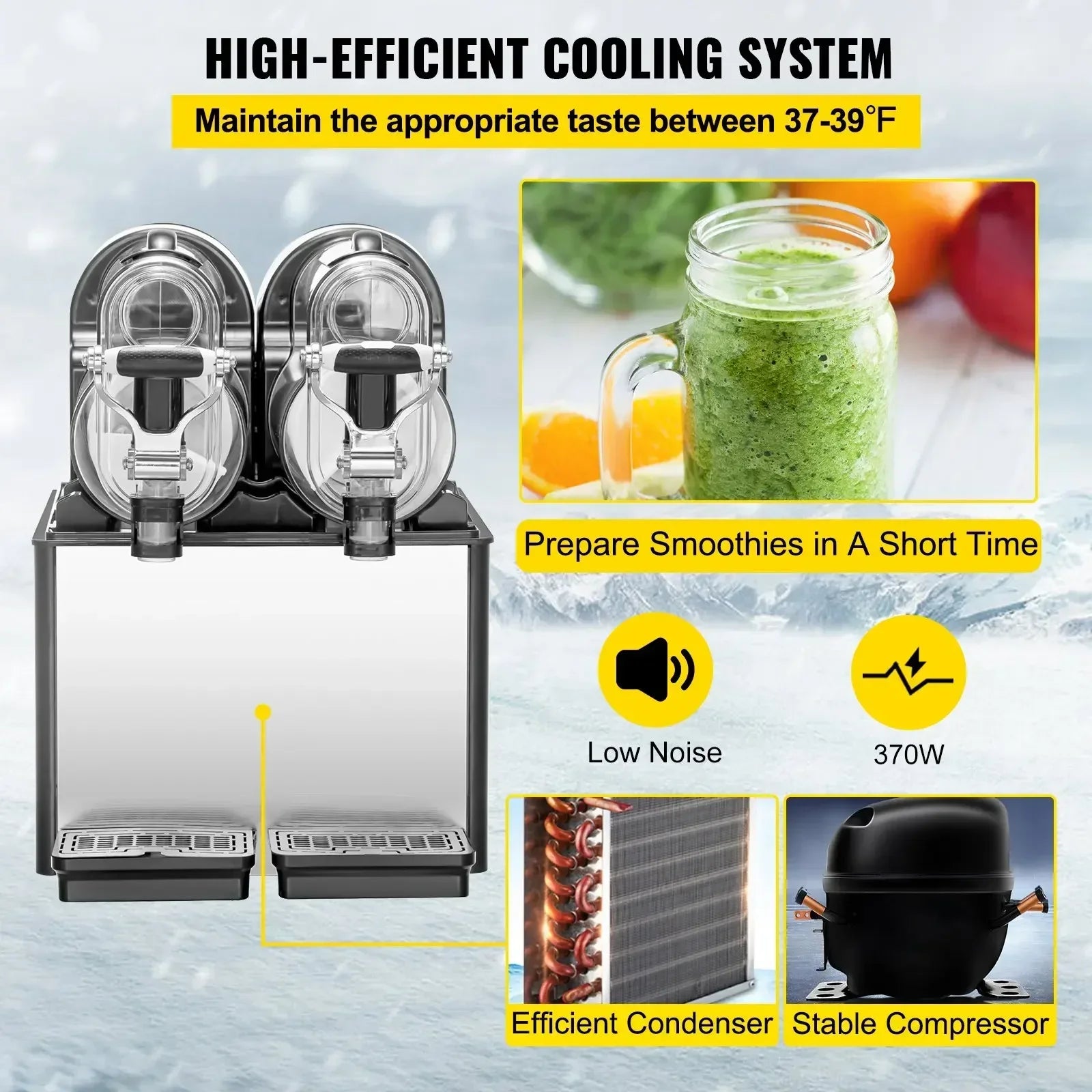 Sihao Ice Cream Maker granitore 340W 3L+3L doppia vasca