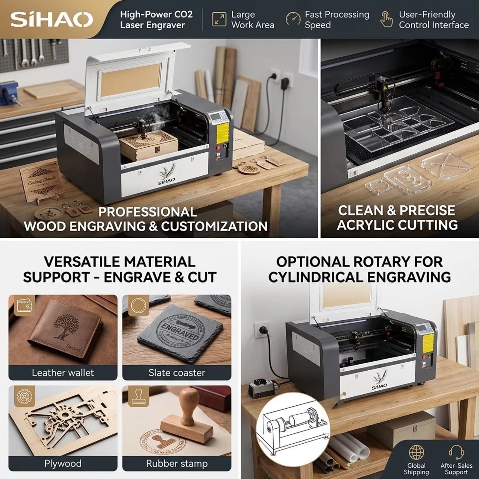 Sihao Laser Engraving Machine incisore 80W 700x500mm 220V
