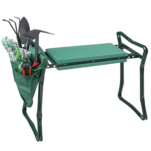Valex Set Giardinaggio 6 Utensili con Sgabello Inginocchiatoio