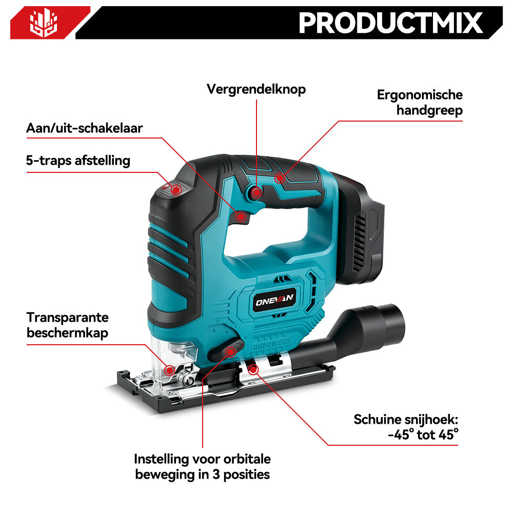 ONEVAN Woodworking Tools seghetto alternativo 135mm 2 batterie EU