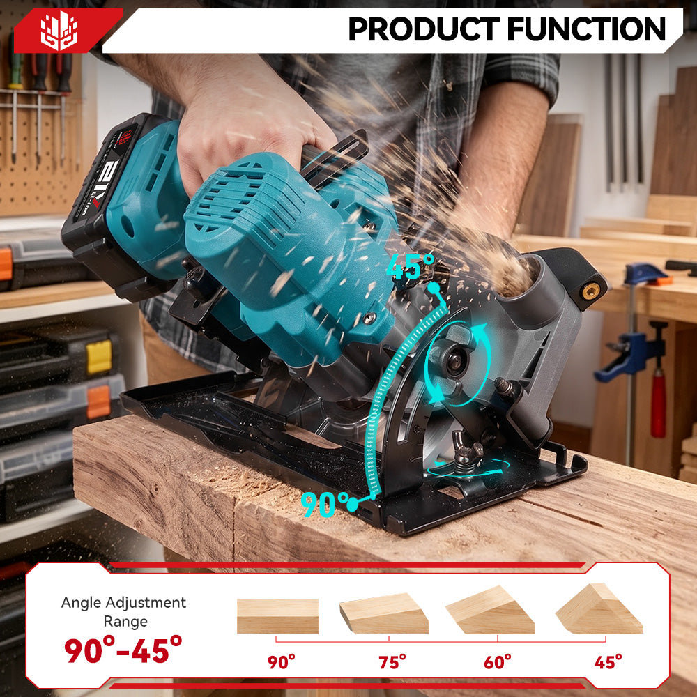 ONEVAN Woodworking Tools Sega Circolare 165mm Laser 2 Batterie