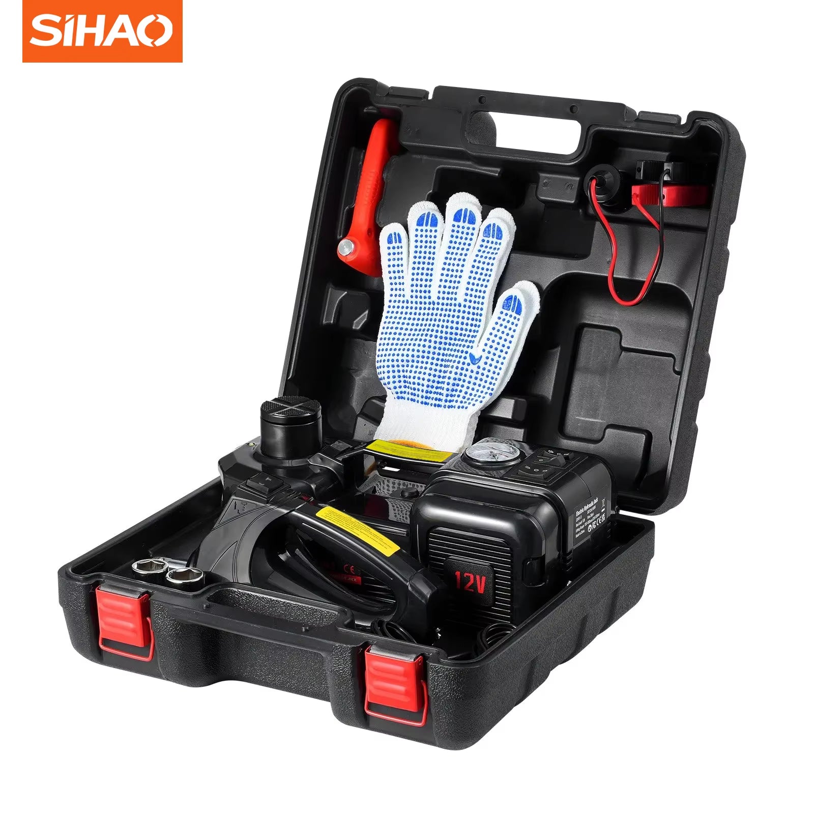 Sihao Kit Cric Auto Elettrico 5T con Chiave e Pompa