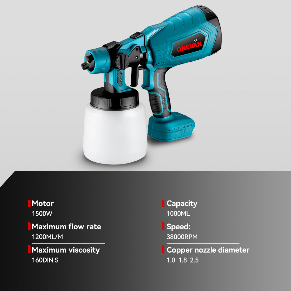 ONEVAN Kit 3pz Pistola Vernice+Livella Laser+Rivettatrice 21V