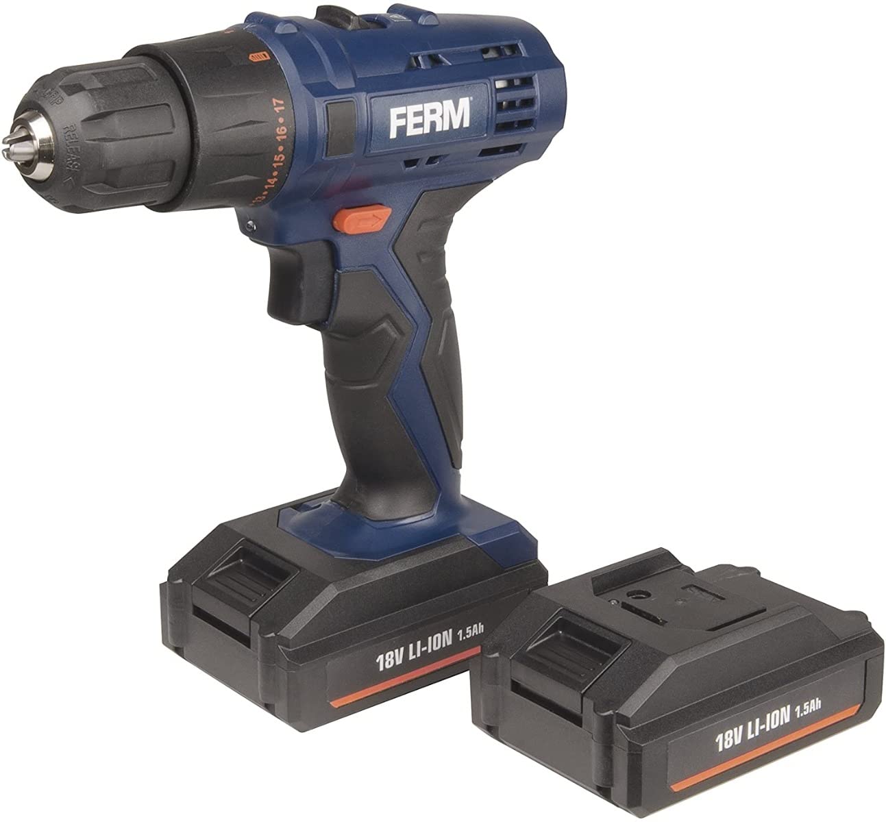 FERM Trapano Avvitatore 18V 1,5Ah CDM1120 con 2 Batterie