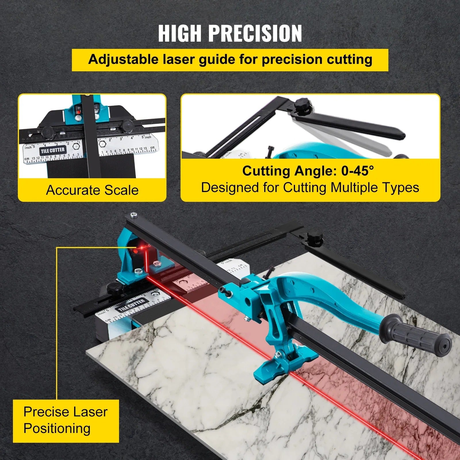 Sihao Tools Tagliapiastrelle Manuale 47" Laser Ceramica Gres