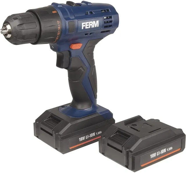 FERM Trapano Avvitatore 18V 1,5Ah CDM1120 con 2 Batterie