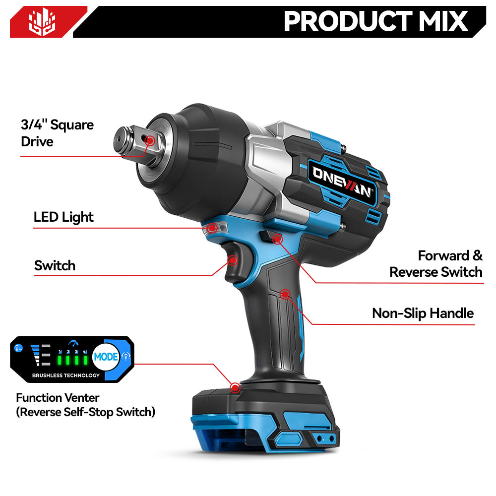 ONEVAN Cordless Tool Set Kit 3 Avvitatori 3500N·m 3.0Ah