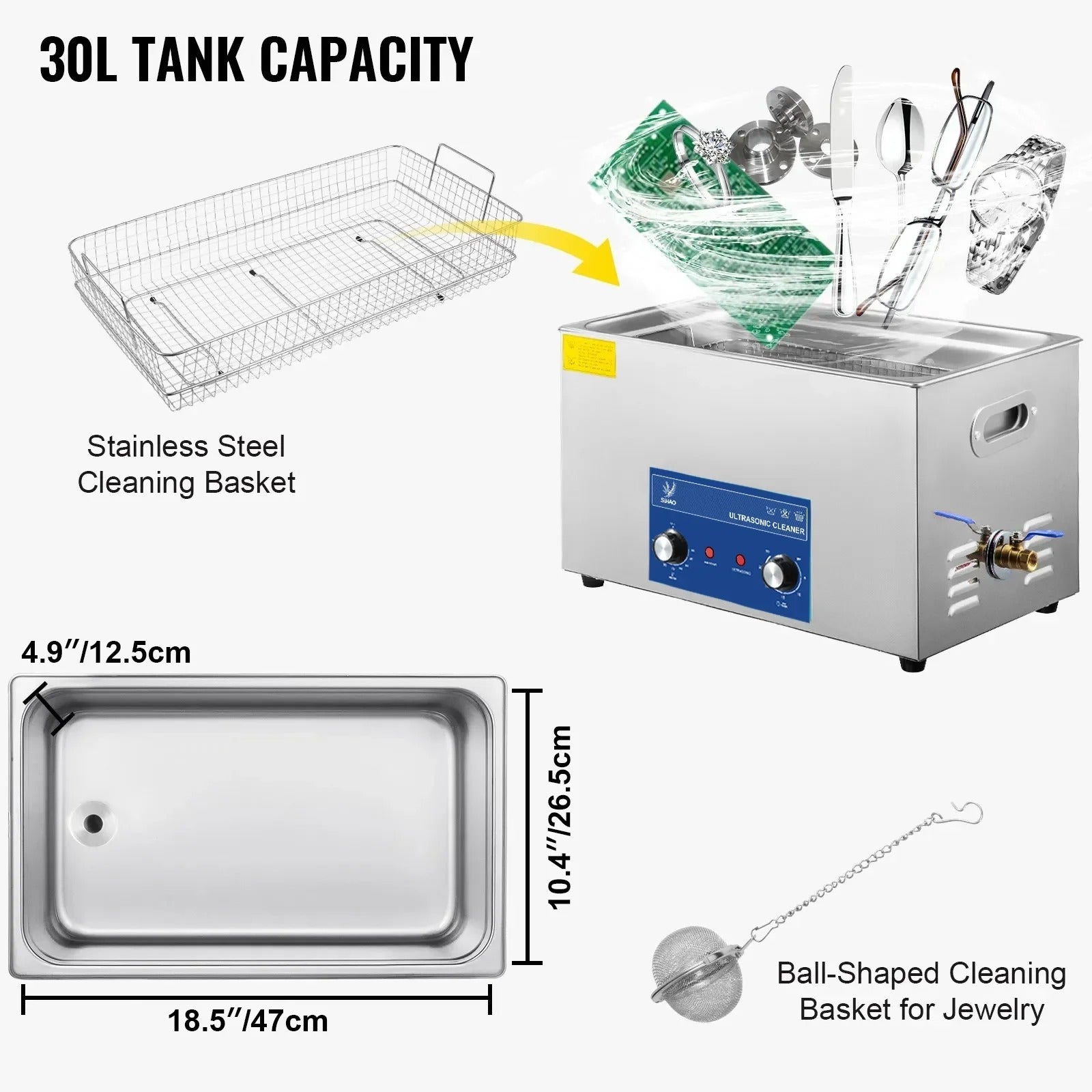 Sihao Ultrasonic Cleaners 2L Blue pulitore ultrasuoni 40kHz manopola