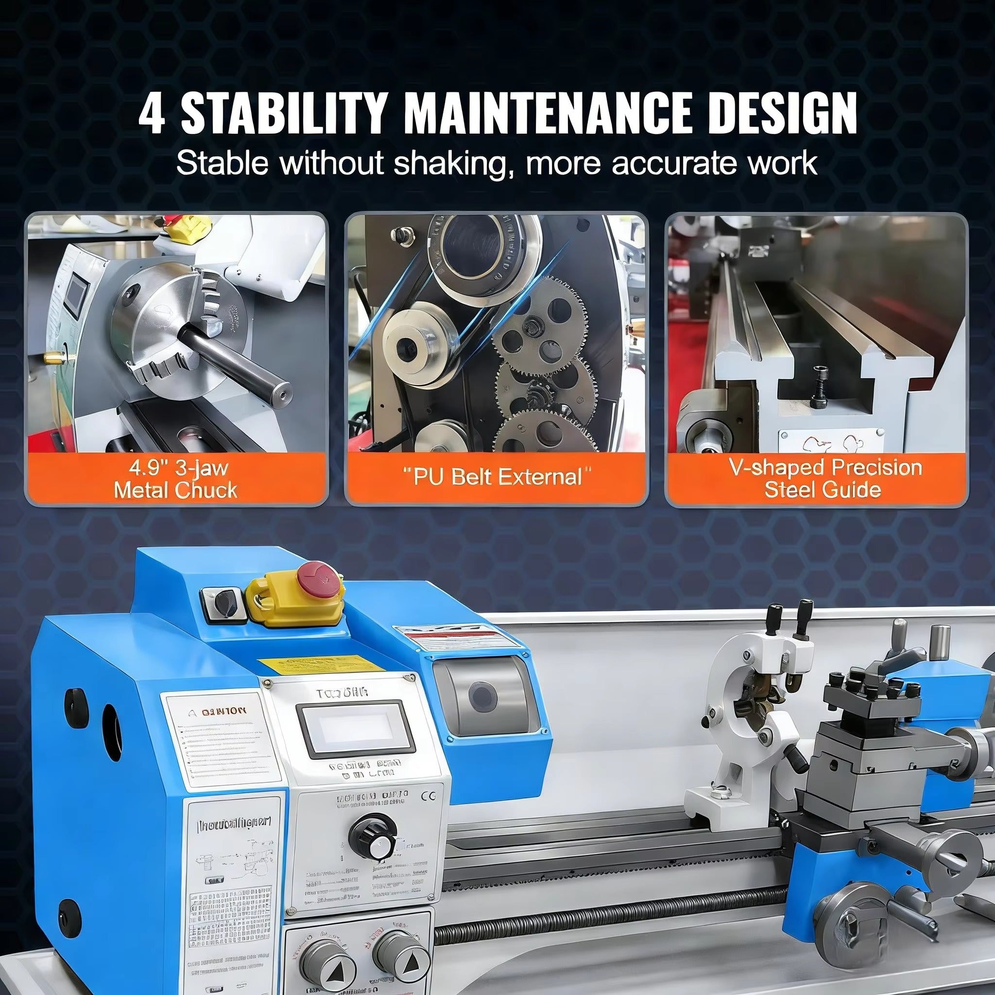 Sihao Lathe 220x600 mm Tornio Metalli 1100W Velocità Variabile