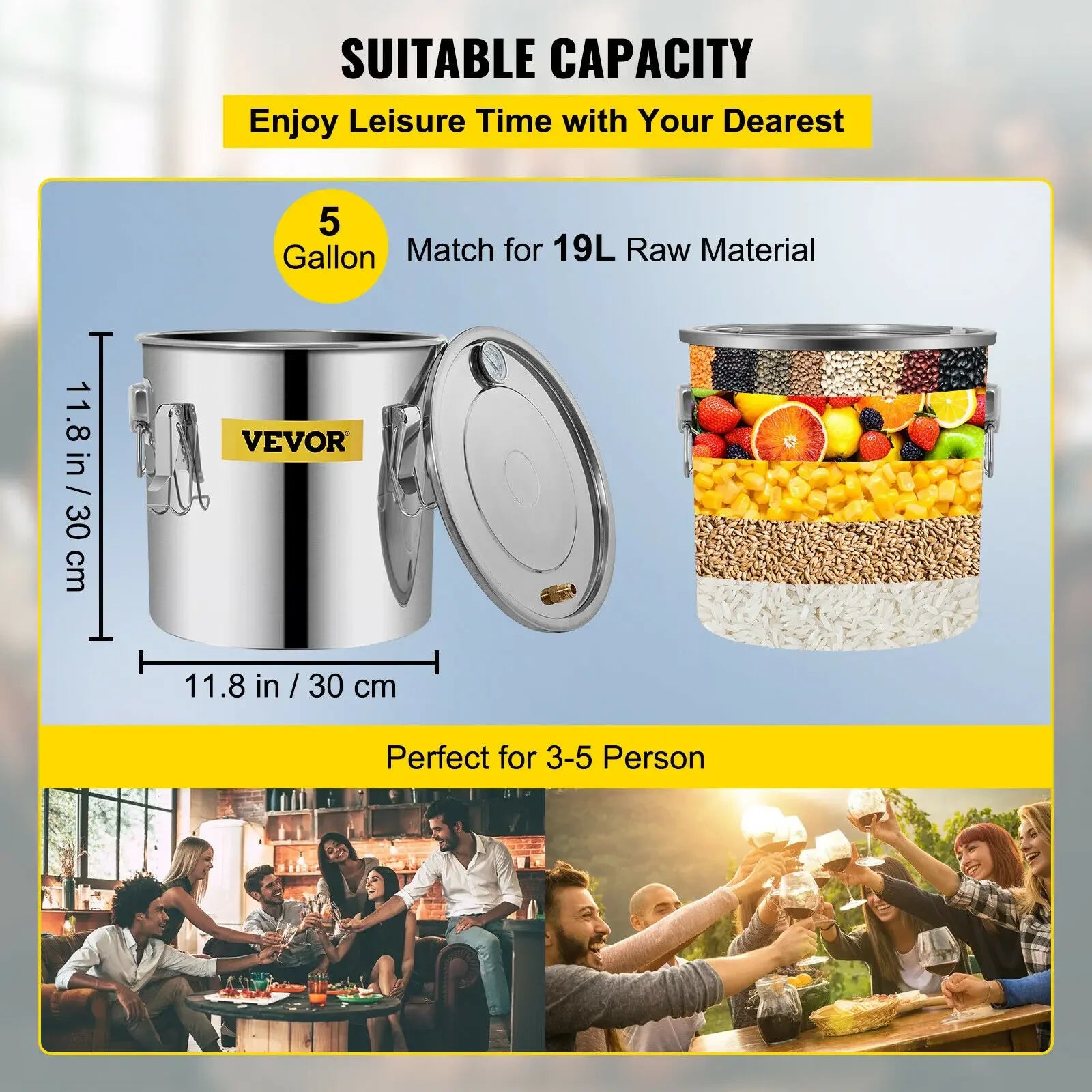 Sihao Home Appliance Distillatore 5 Gal inox rame 21L con pompa