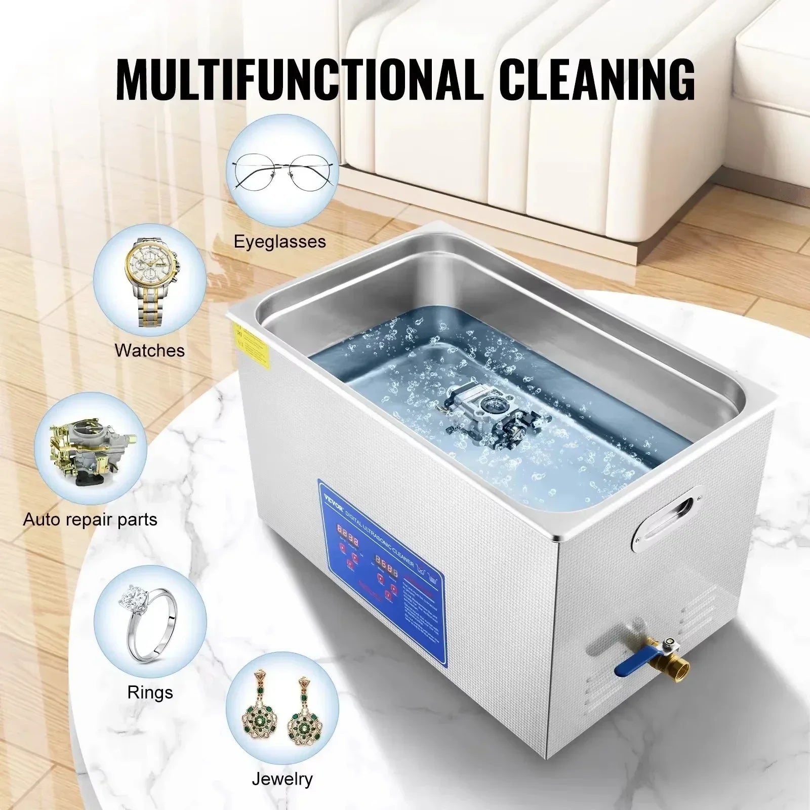 Sihao Ultrasonic Cleaners Pulitore Ultrasuoni 1.3L 40kHz Riscaldato