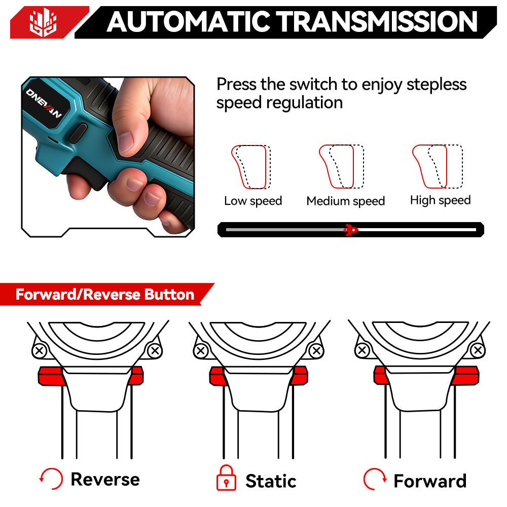 ONEVAN Automotive Tools cricchetto 1/2" 1000N·m 2 batterie